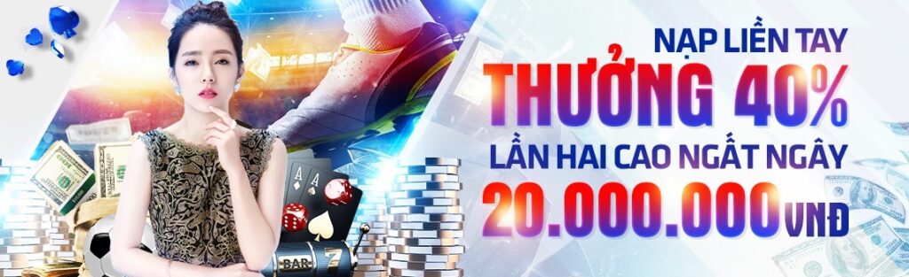 Thưởng 40% nạp lần hai tại Sky88 uk